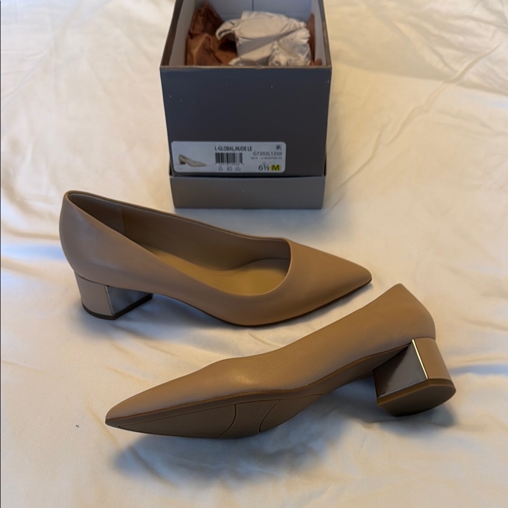 Elegant Tan Block Heel Pumps Franco Sarto